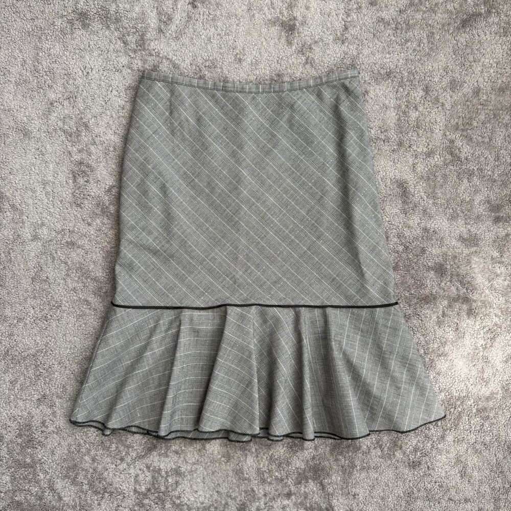 White House black market Grey plaid midi skirt